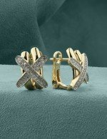 Серьги из лимонного золота 585 пробы c бриллиантами