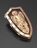 Образок из золота 585 пробы c эбеновым деревом