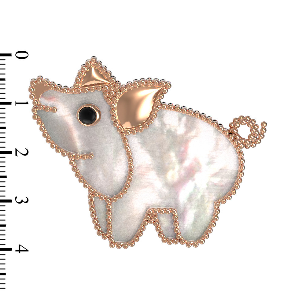 Брошь из золота c эмаль и перламутром