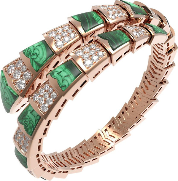 Браслет из золота c бриллиантами и малахитом