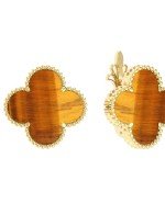 Серьги из лимонного золота 585 пробы c тигровым глазом