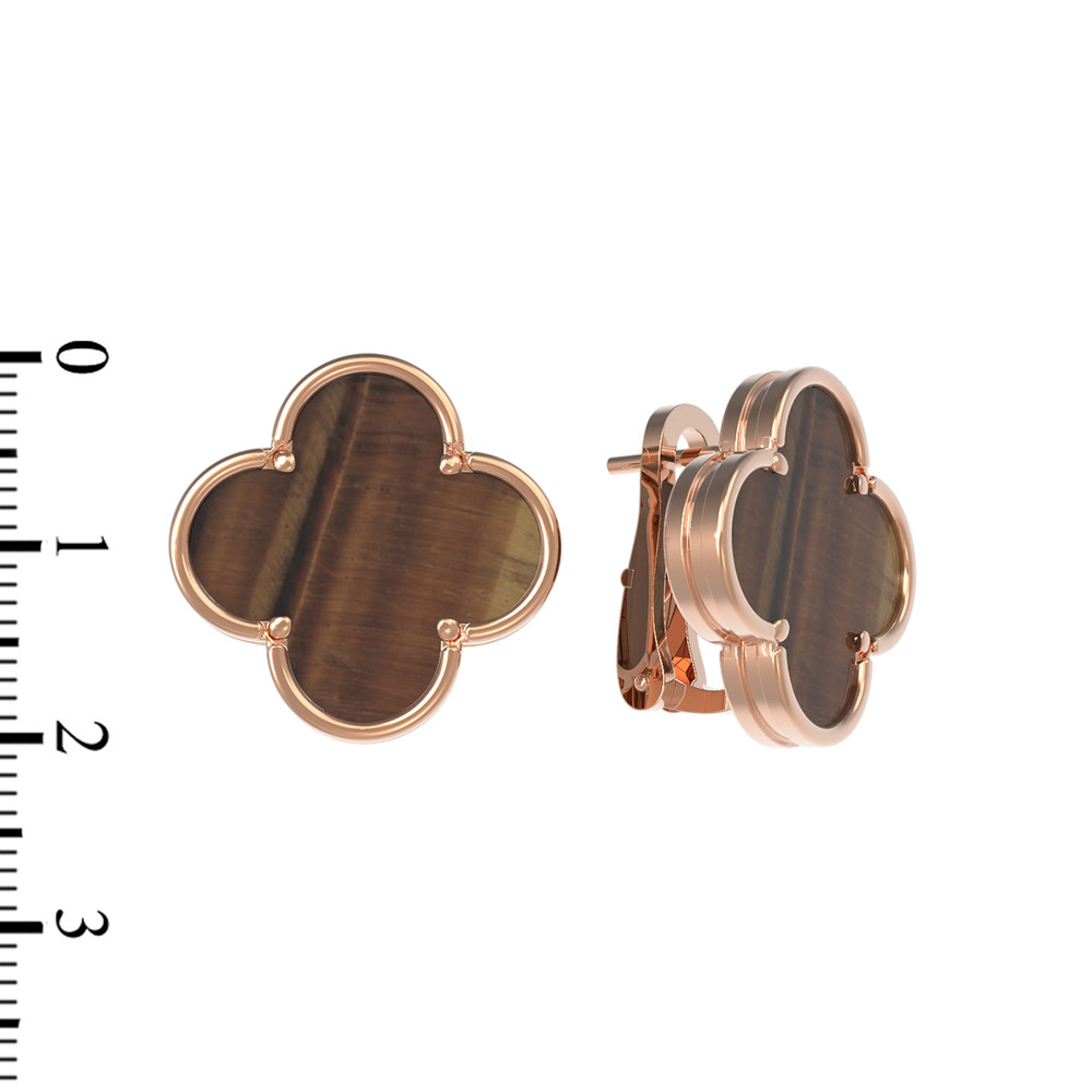 Серьги из золота c тигровым глазом