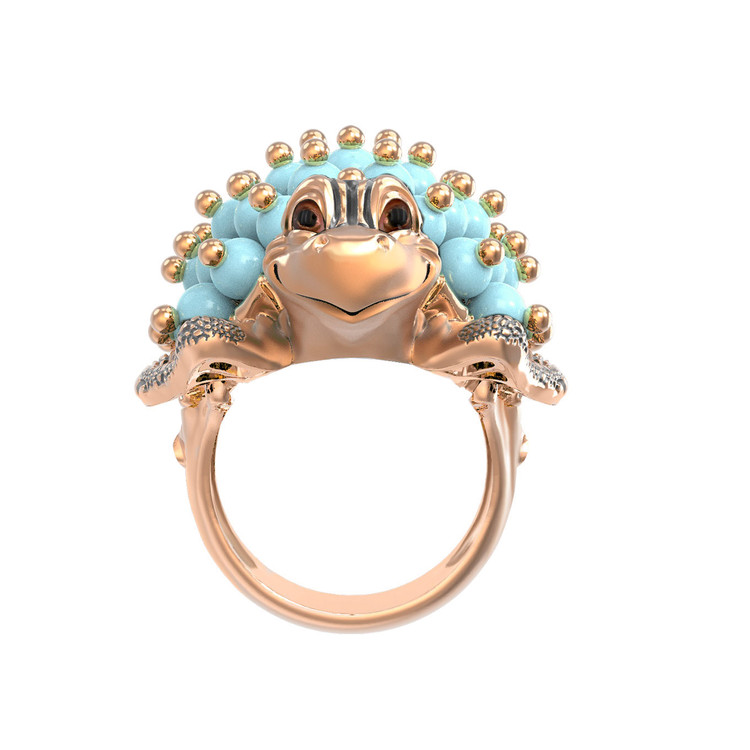 Кольцо из золота c эмаль и бирюзой