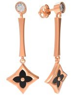 Серьги из золота 585 пробы c фианитом и ониксом
