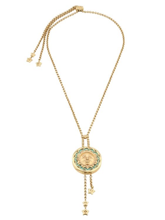 Колье из лимонного золота c бирюзой и лазуритом