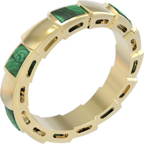 Кольцо из лимонного золота c малахитом