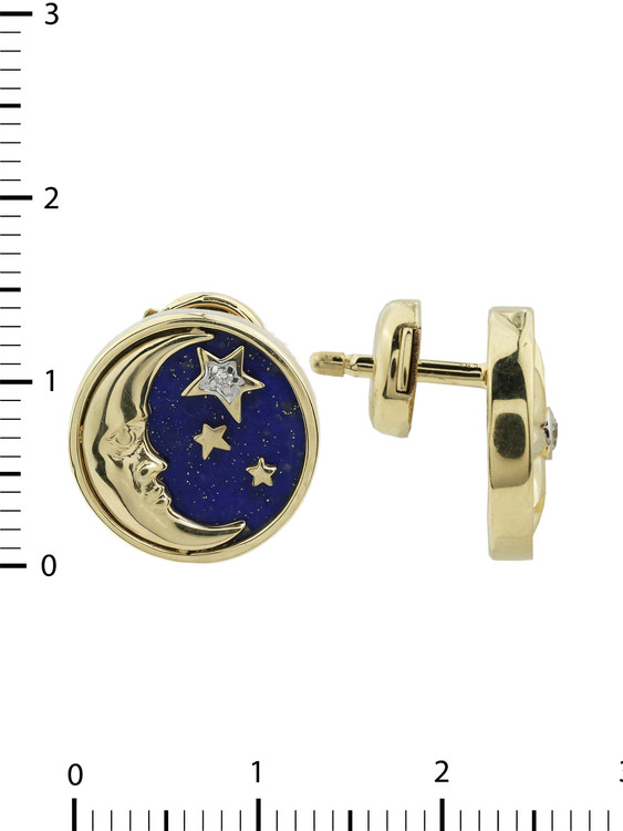 Серьги из лимонного золота c бриллиантами, лазуритом и перламутром