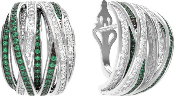 Серьги из белого золота 585 пробы c фианитом
