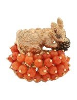 Кольцо из золота 585 пробы c эмалью и кораллом