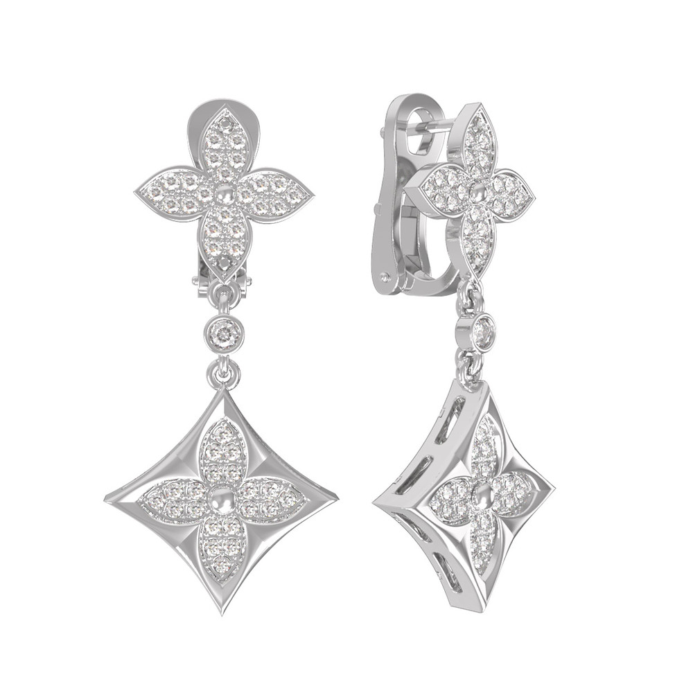 Серьги из белого золота c бриллиантами