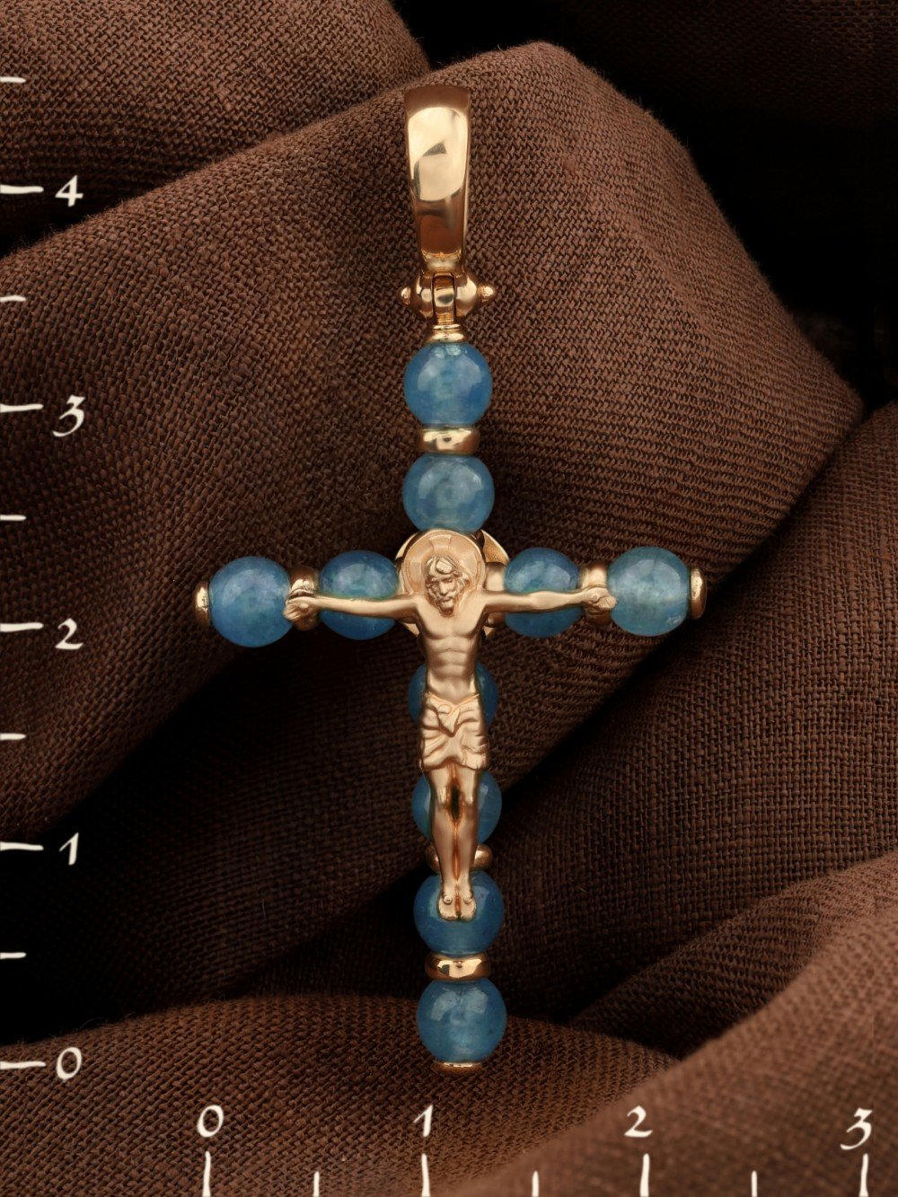 Крест из золота c жадеитом