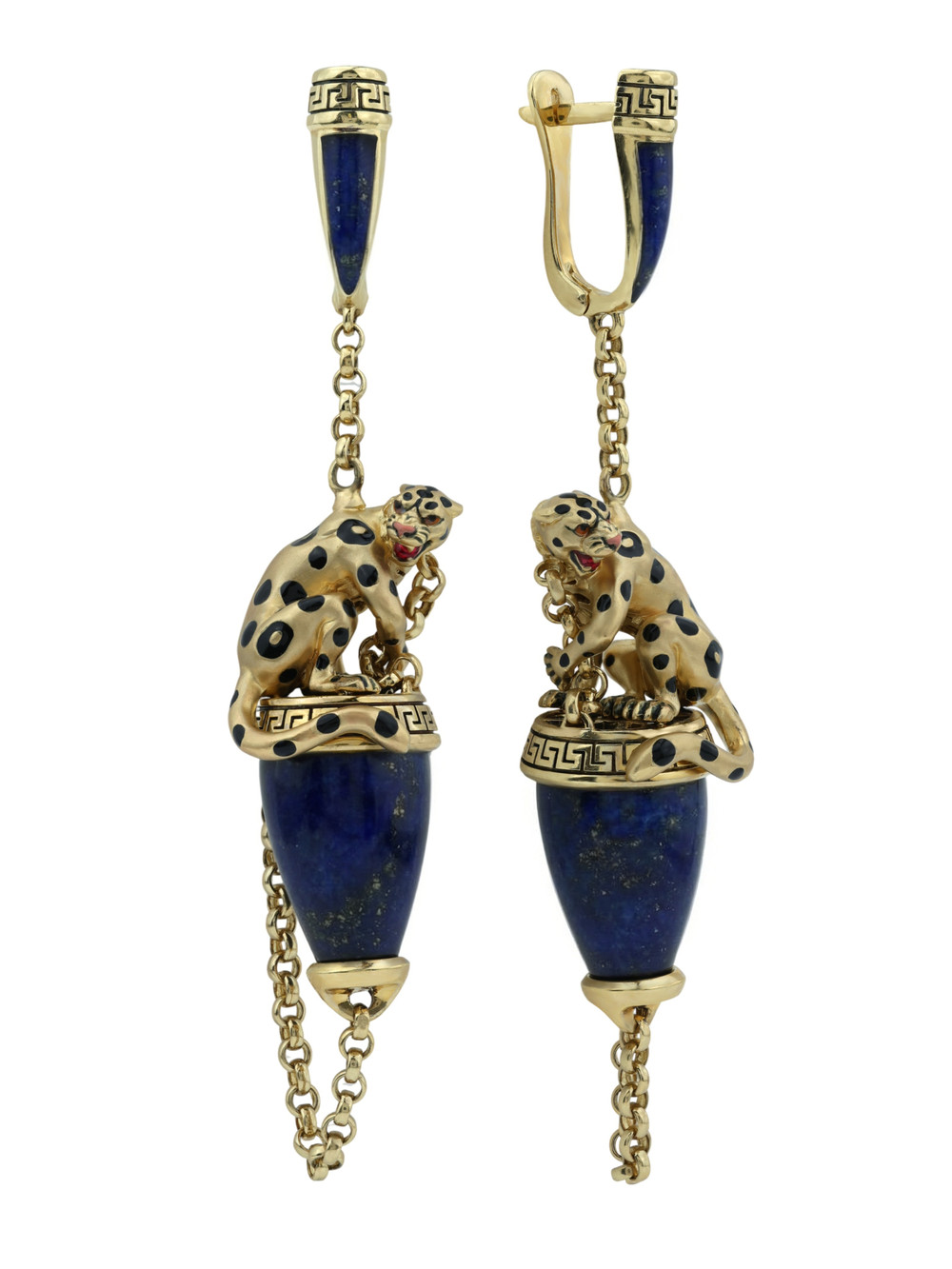 Серьги из лимонного золота c эмаль и лазуритом