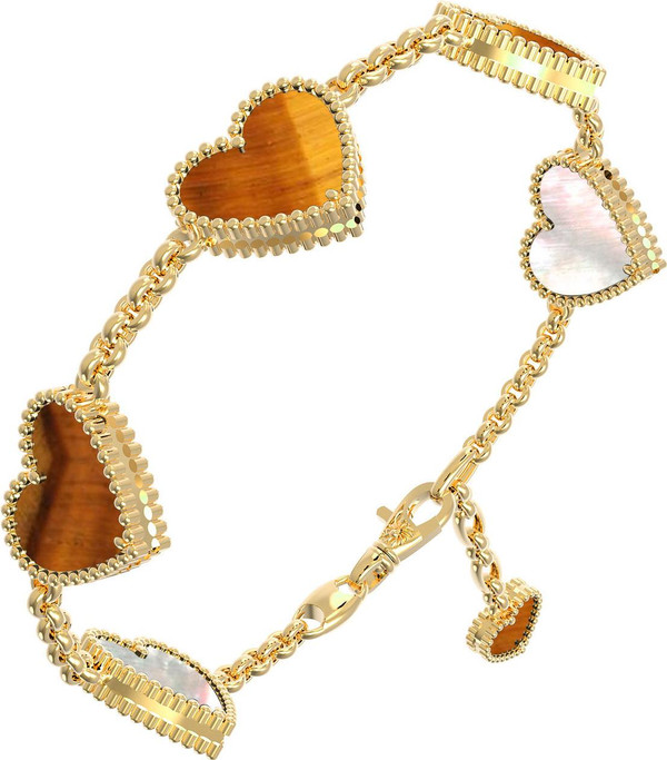 Браслет из лимонного золота c тигровым глазом и перламутром