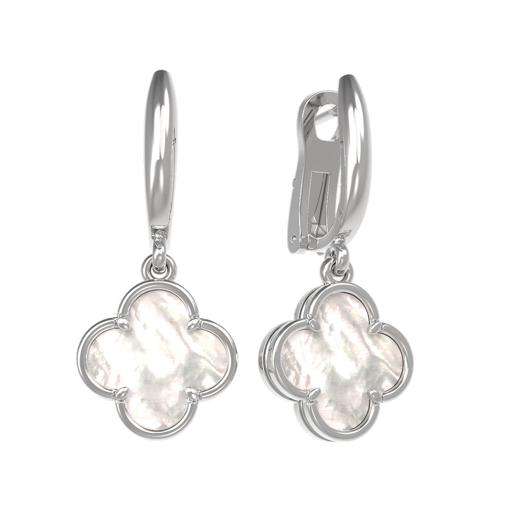 Серьги из белого золота c перламутром