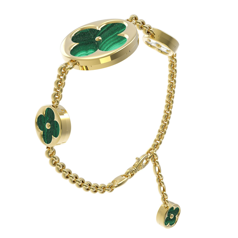 Браслет из лимонного золота c малахитом и перламутром