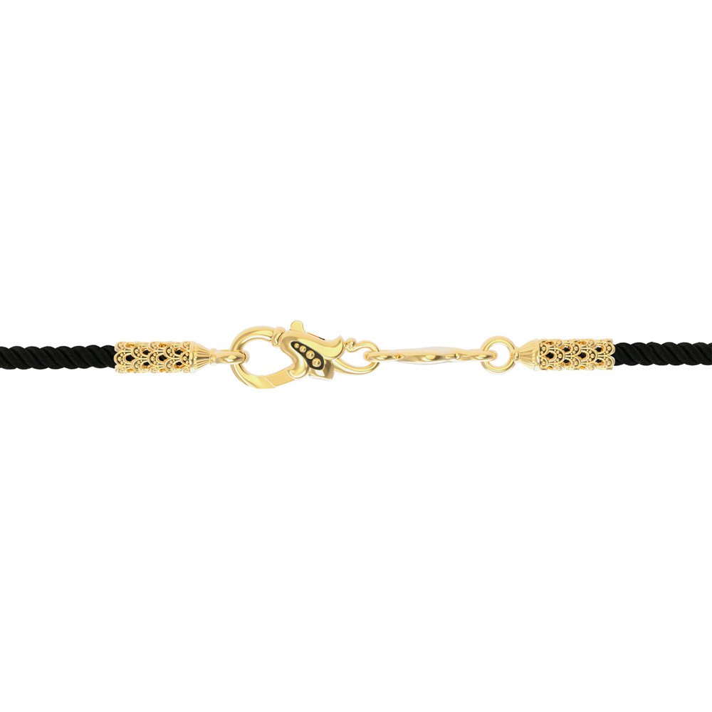 Шнурок шёлковый из лимонного золота c шёлковым шнурком