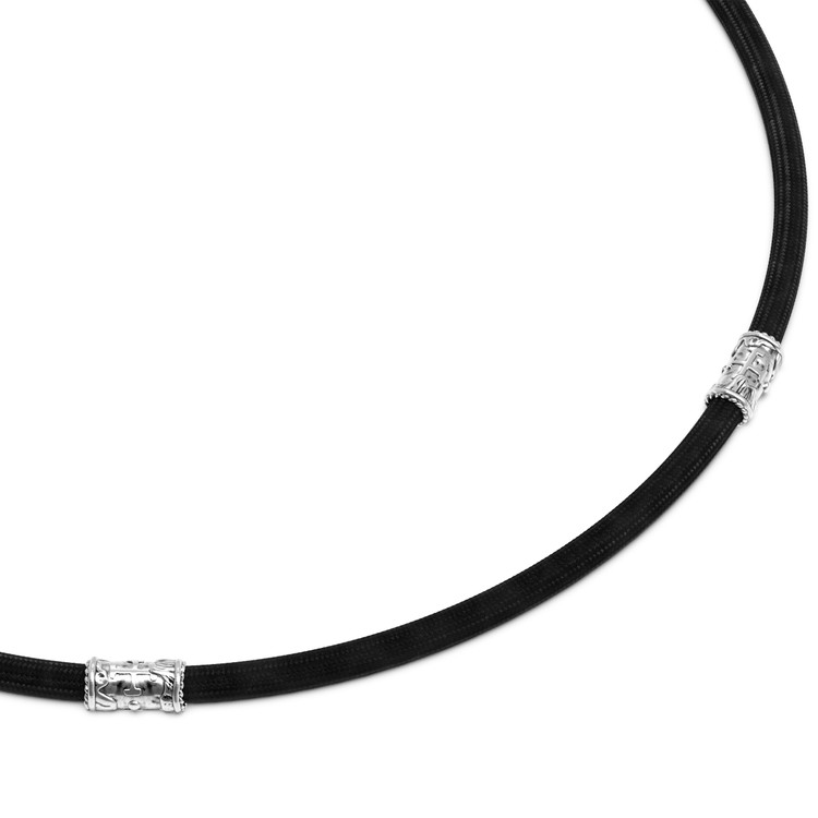 Шнурок шёлковый из белого золота c шёлковым шнурком