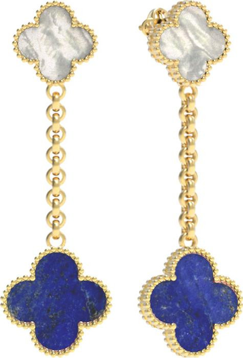 Серьги из лимонного золота c лазуритом и перламутром