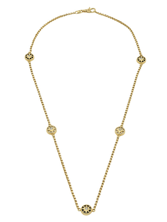 Колье из лимонного золота c бриллиантами, ониксом и перламутром