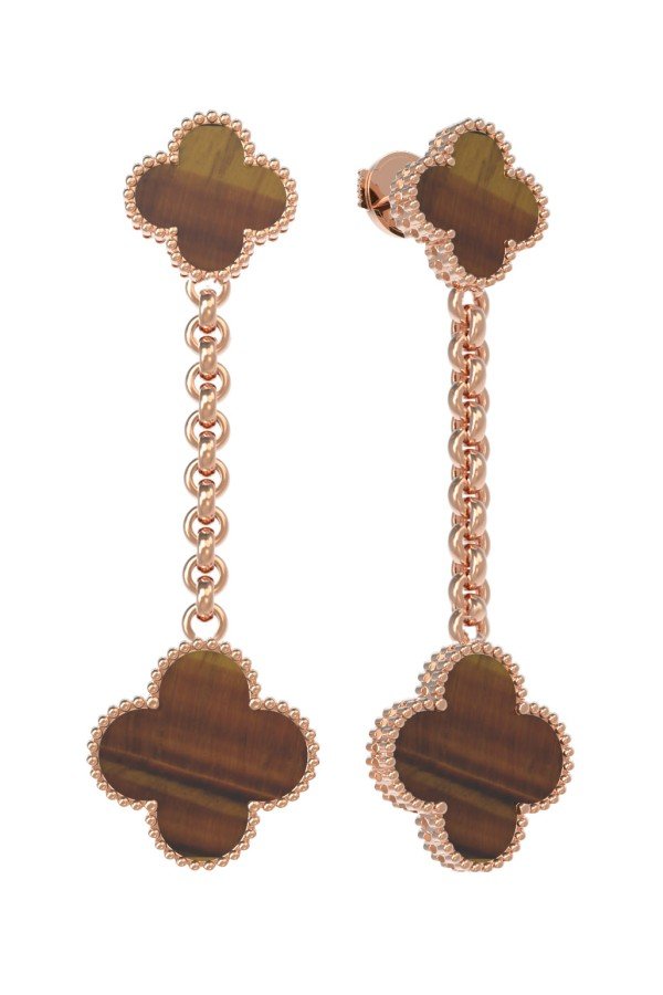 Серьги из золота 585 пробы c тигровым глазом
