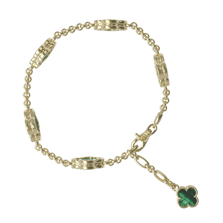Браслет из лимонного золота c малахитом