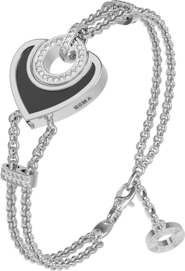 Браслет из белого золота c бриллиантами, ониксом и перламутром