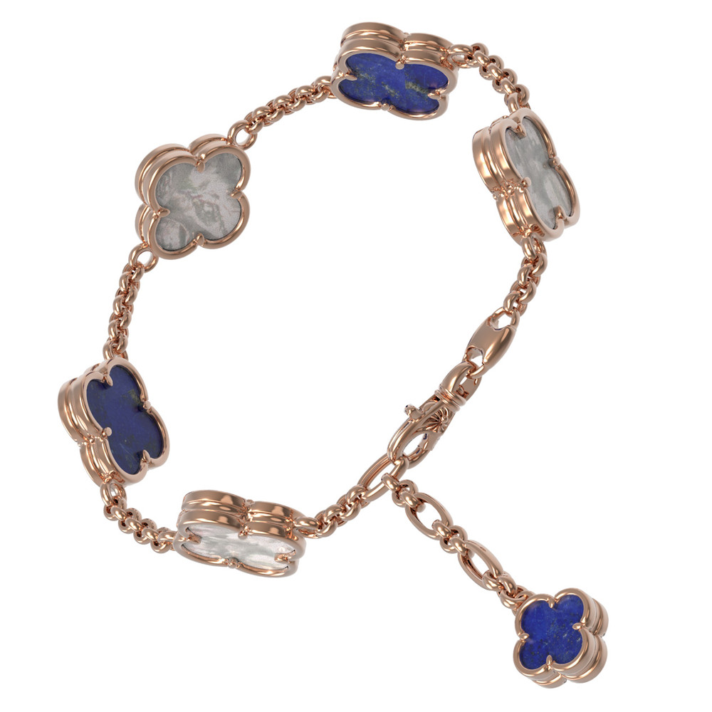 Браслет из золота c лазуритом и перламутром