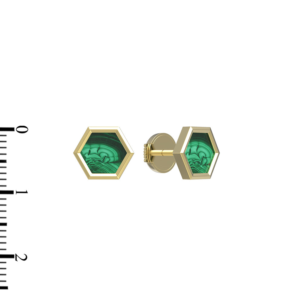 Серьги из лимонного золота c малахитом