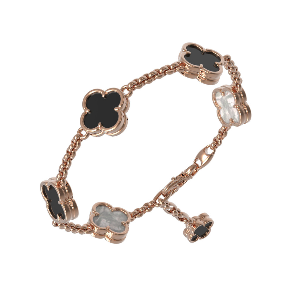 Браслет из золота c ониксом и перламутром