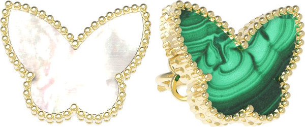 Серьги из лимонного золота c малахитом и перламутром