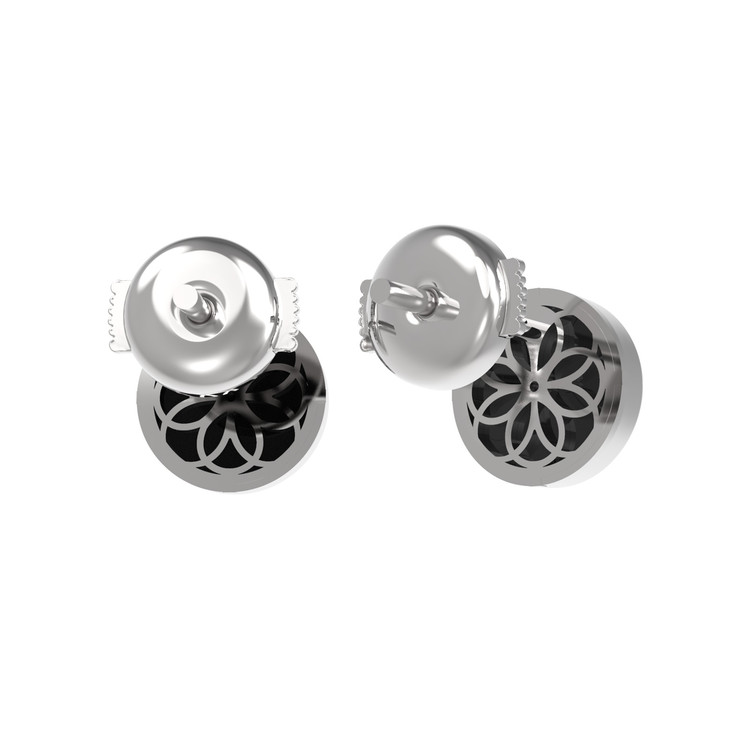 Серьги из белого золота c бриллиантами и ониксом