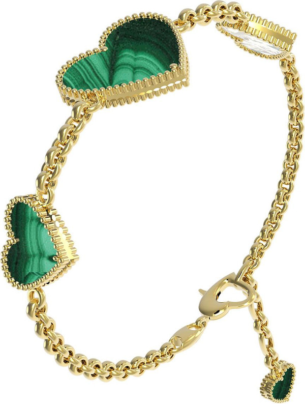 Браслет из лимонного золота c малахитом и перламутром