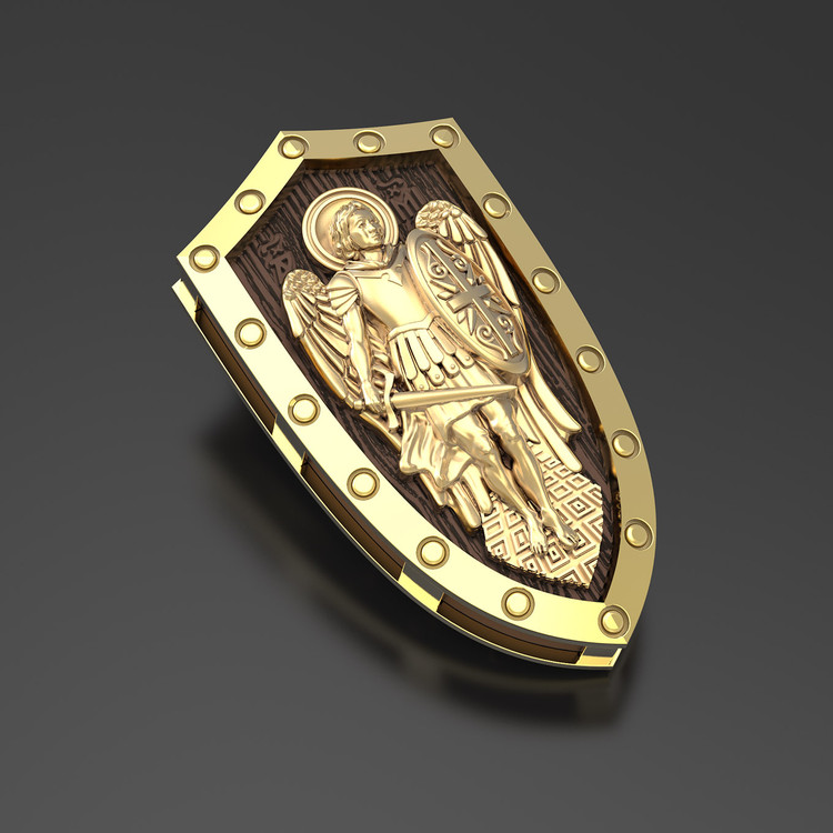 Образок из лимонного золота c эбеновым деревом