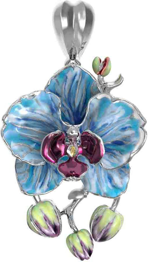 Подвеска из белого золота c эмаль