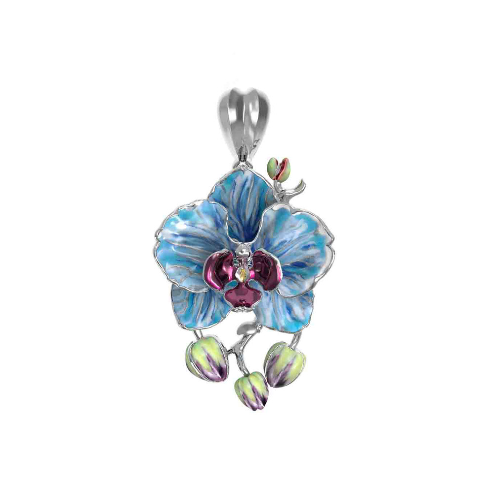 Подвеска из белого золота c эмаль