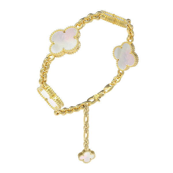 Браслет из лимонного золота c перламутром