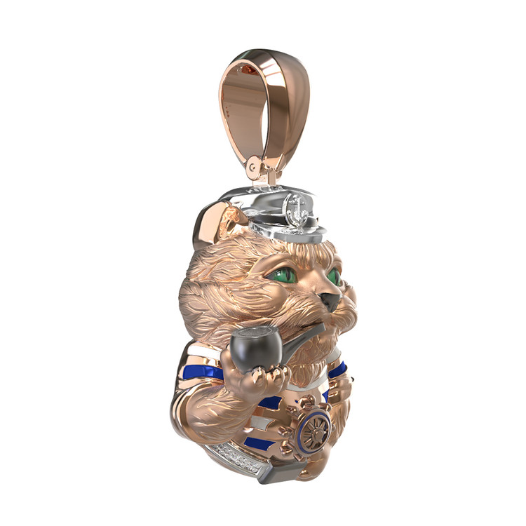 Подвеска из золота c эмаль , бриллиантами и рубином