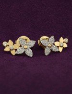 Серьги из лимонного золота 585 пробы c бриллиантами
