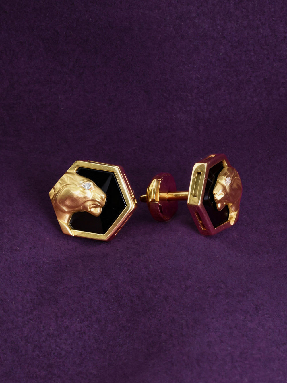 Серьги из лимонного золота c бриллиантами и ониксом