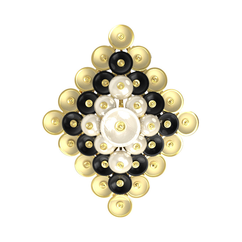 Подвеска из лимонного золота c ониксом и перламутром