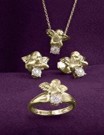 Серьги из лимонного золота 585 пробы c бриллиантами