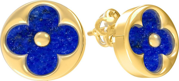 Серьги из лимонного золота c лазуритом
