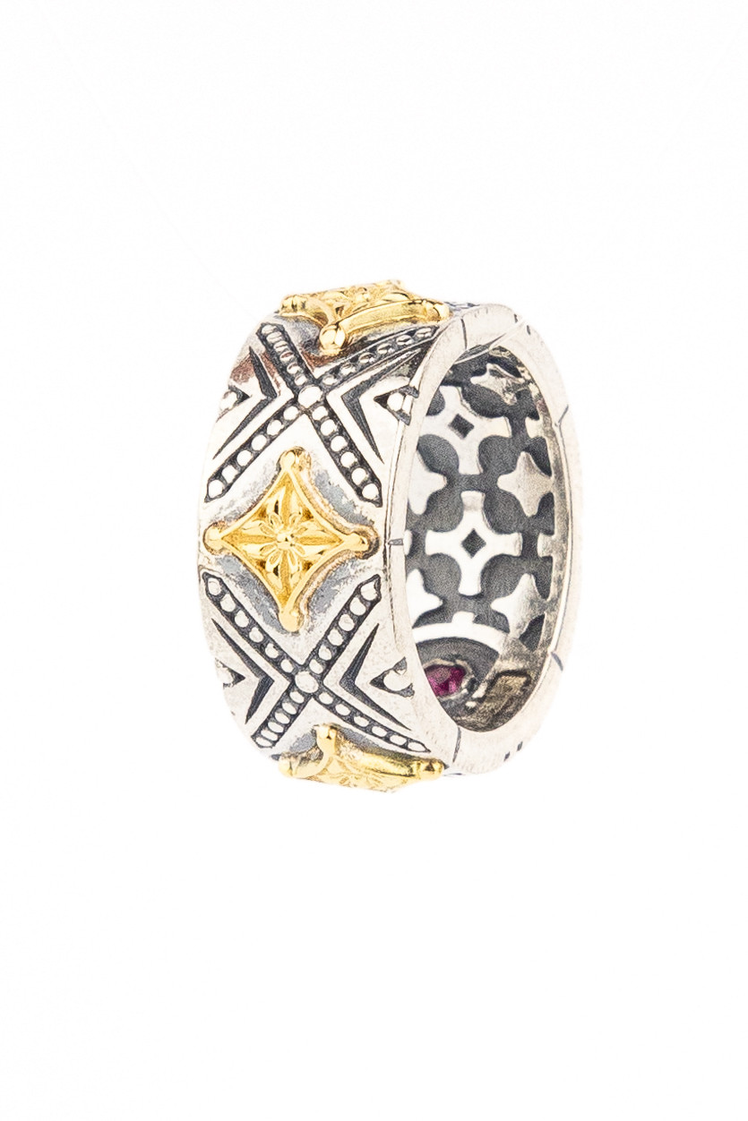 Подвеска из серебра и золота c рубином