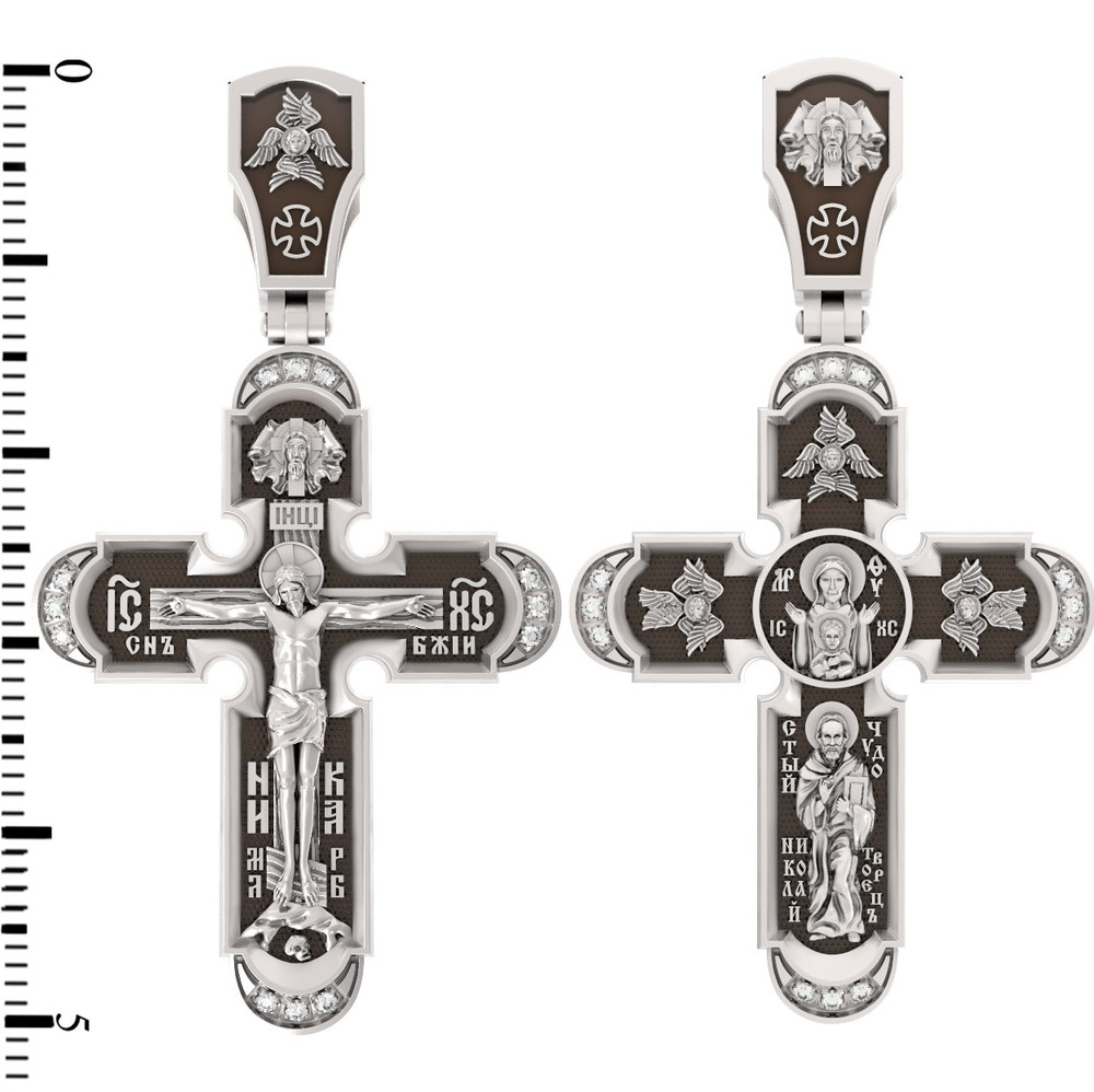 Крест из белого золота c бриллиантами