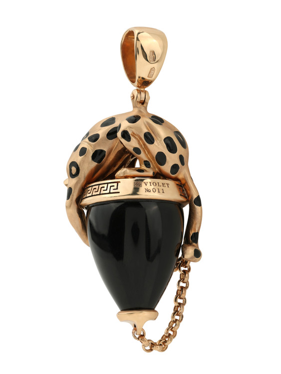 Подвеска из золота c эмаль и ониксом