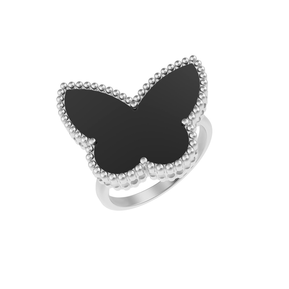 Кольцо из белого золота c ониксом