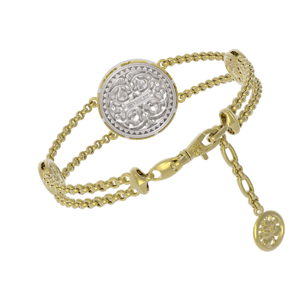 Браслет из лимонного золота c эмаль