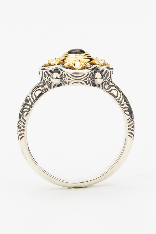 Кольцо из серебра и золота c сапфиром и рубином