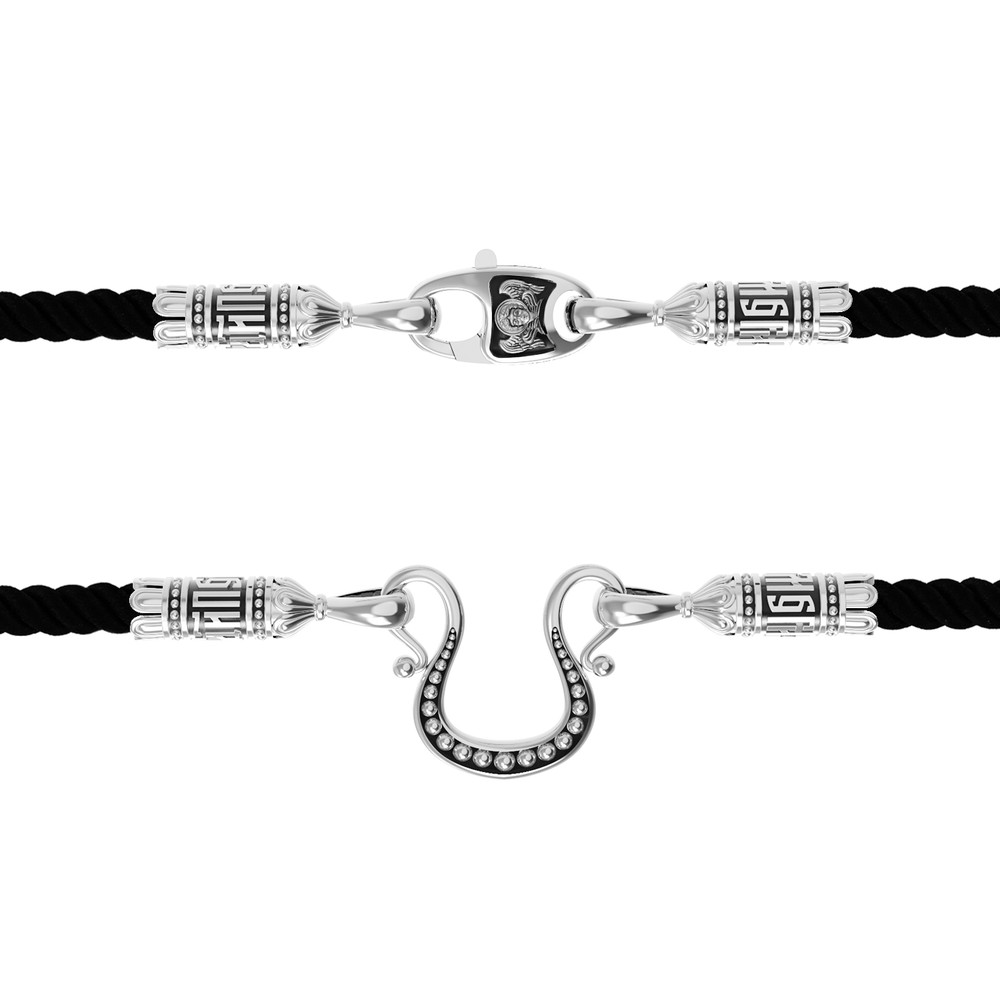 Шнурок шёлковый из белого золота c шёлковым шнурком