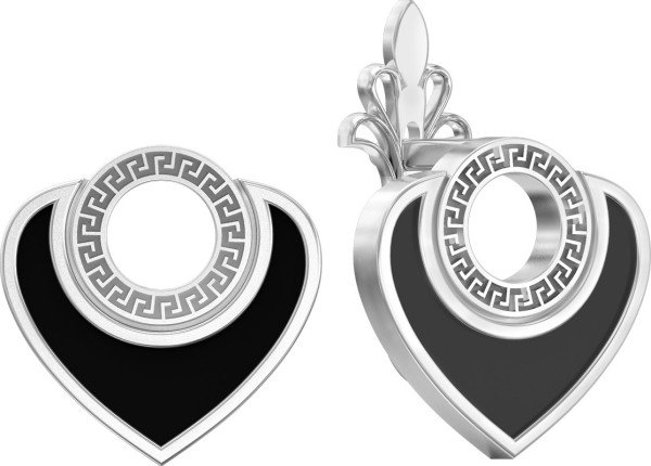 Серьги из белого золота 585 пробы c ониксом